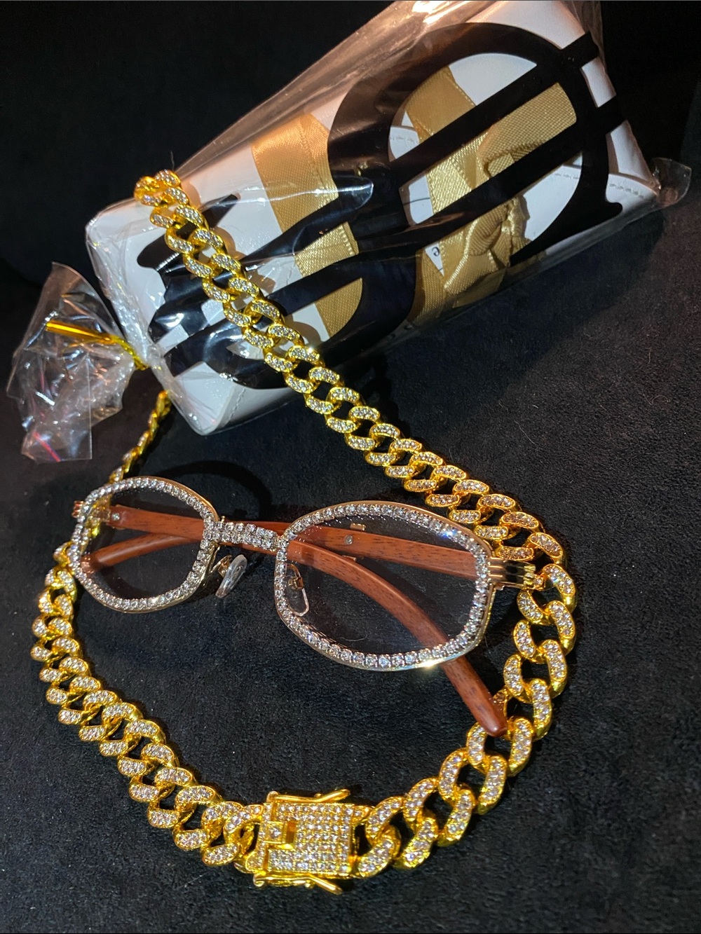 20 inch chain and lab diamond ice glasses set